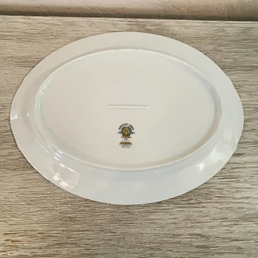 Noritake China Edgewood 5807 Platter Serving Oval Rose Floral Silver